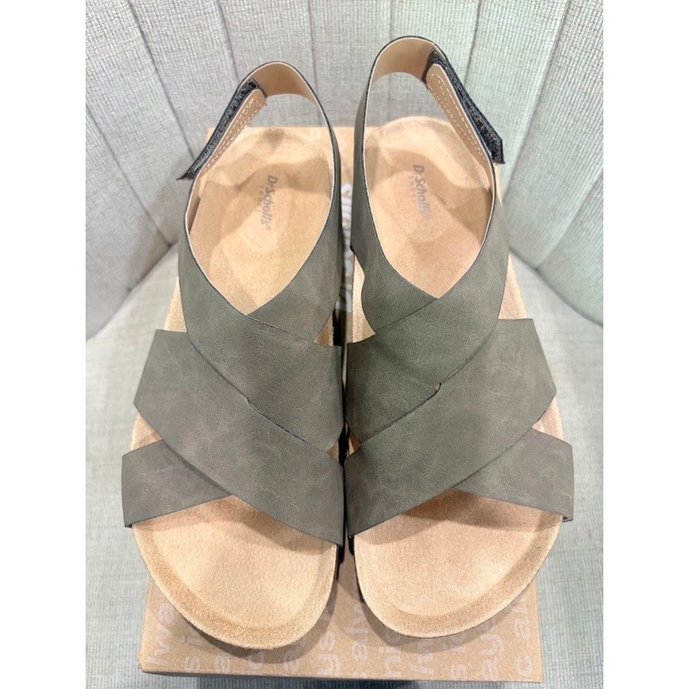 Dr. Scholl's Luna Sandals Womens 8.5 Grey Slingback Comfort Crossover Straps NEW